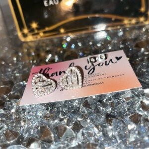 Heart bling earrings silver